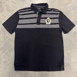 Men's Guinness Rugby Short Sleeve Collared Shirt Black Embroidered Emblem M